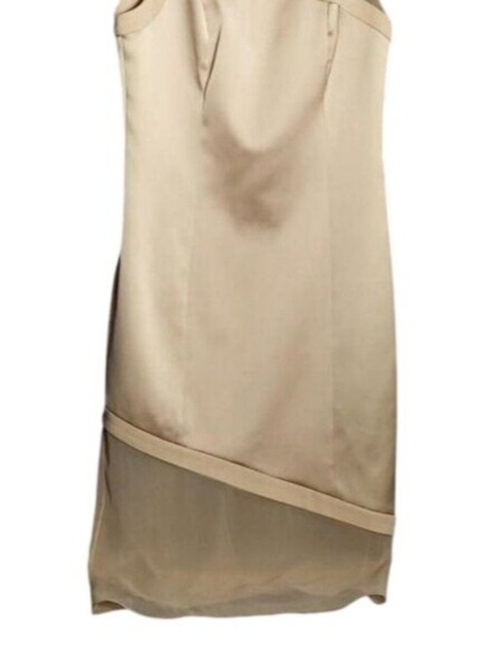 Sally LAPOINTE Vintage Champagne Silk sheath asymmetrical sheer mesh dress - Picture 5 of 10